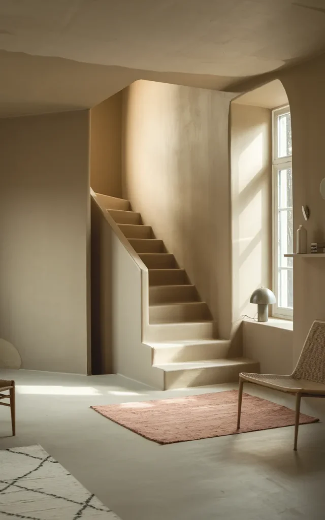 Paint the staircase the same color as the walls