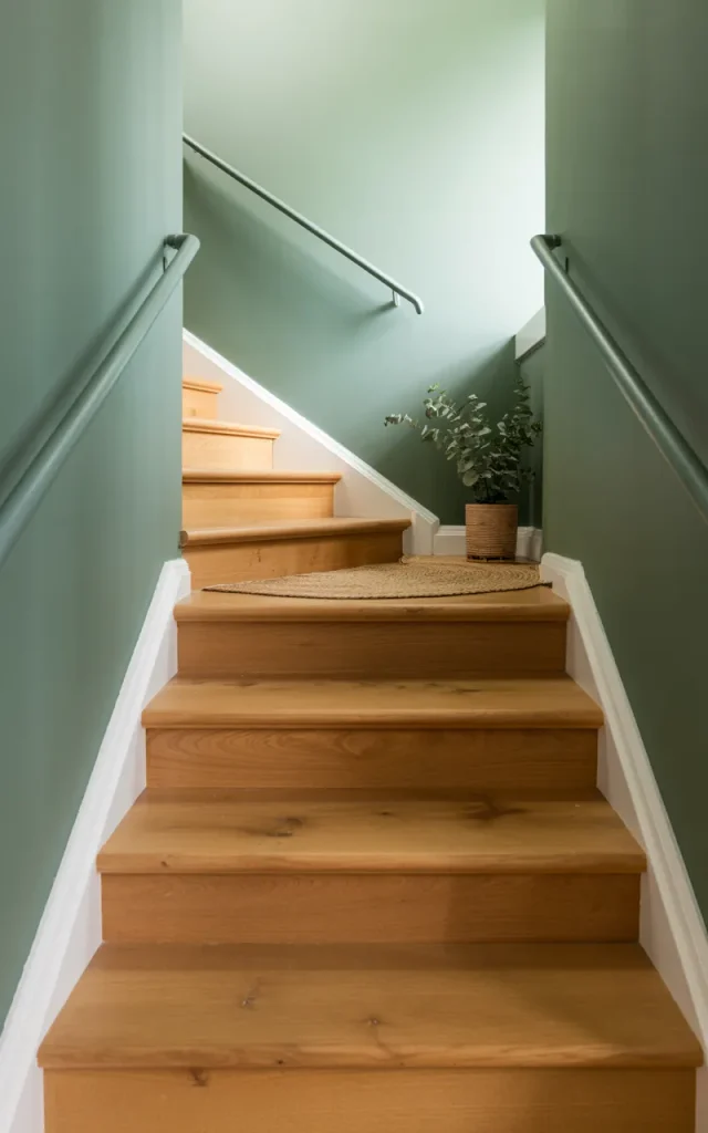 Paint the staircase wall a muted earth tone
