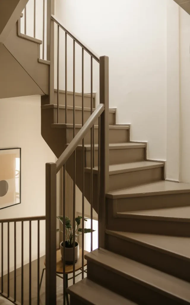 Paint your staircase in a soft contrasting color