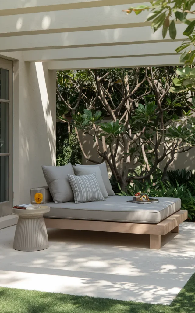 Pair a daybed with a small side table.