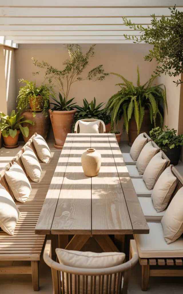Pair a dining table with a bench on one side.