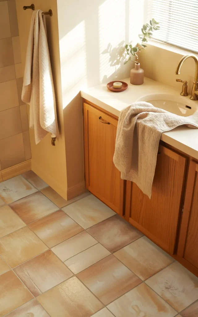 Pick warm beige flooring for a cozy atmosphere