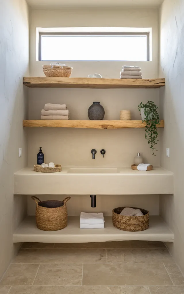 Style open shelves with restraint