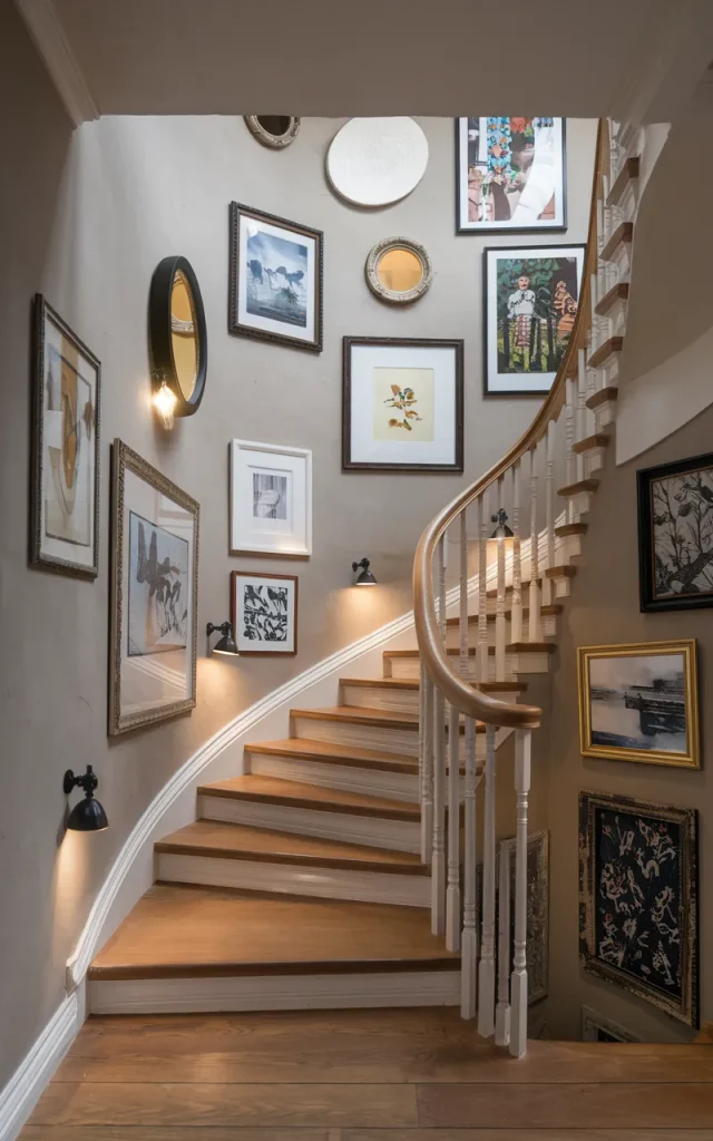 Turn the enclosed staircase into a storytelling corridor