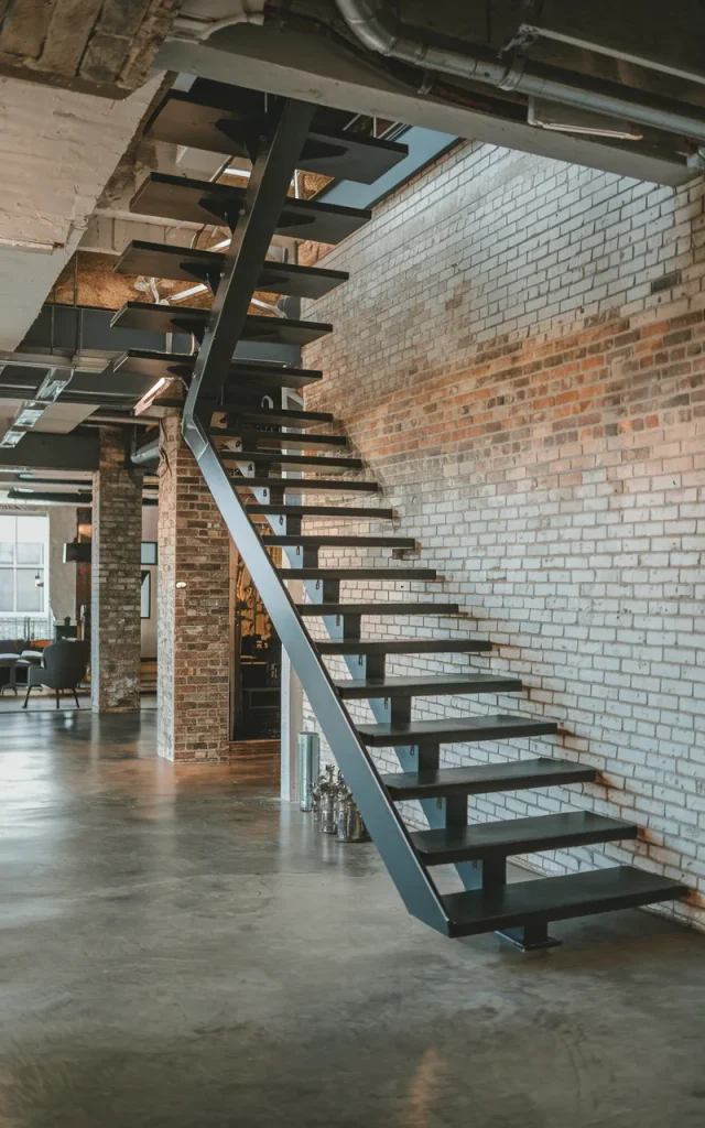 Use black metal treads for an industrial edge