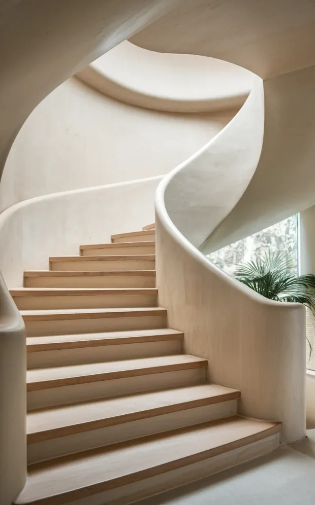 Use curved stair edges for a softer finish