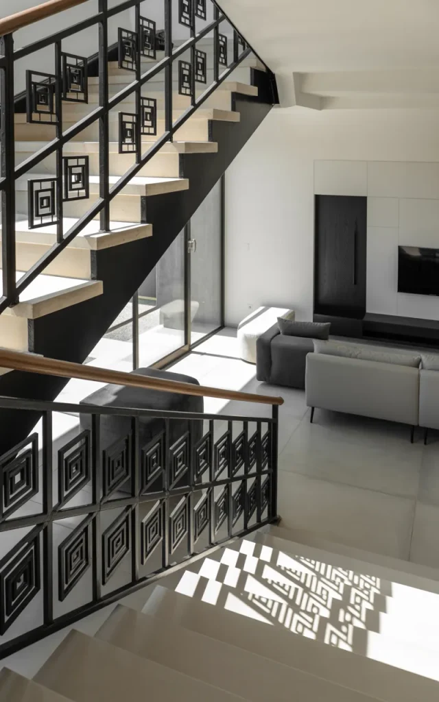 Use geometric wrought iron patterns for a modern twist