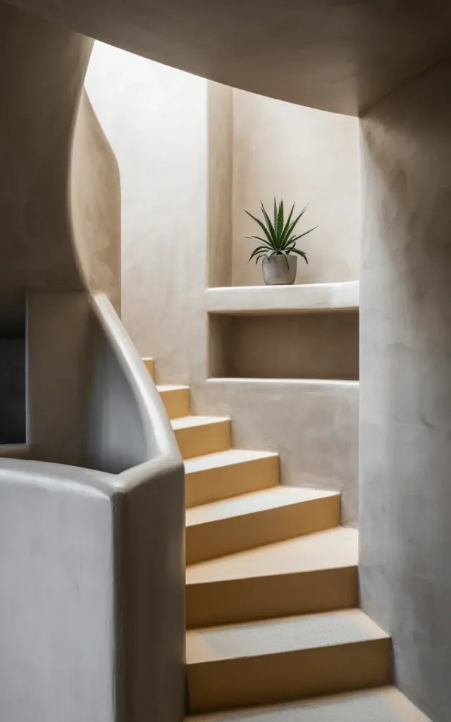 Use monochrome colors for a calming staircase