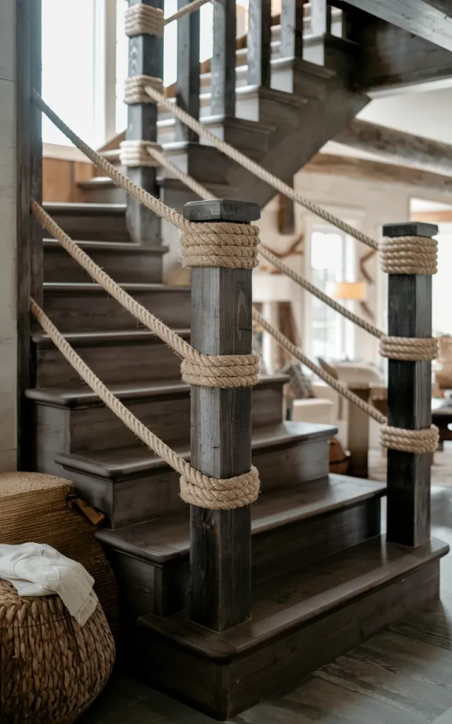 Use rope accents on the handrail