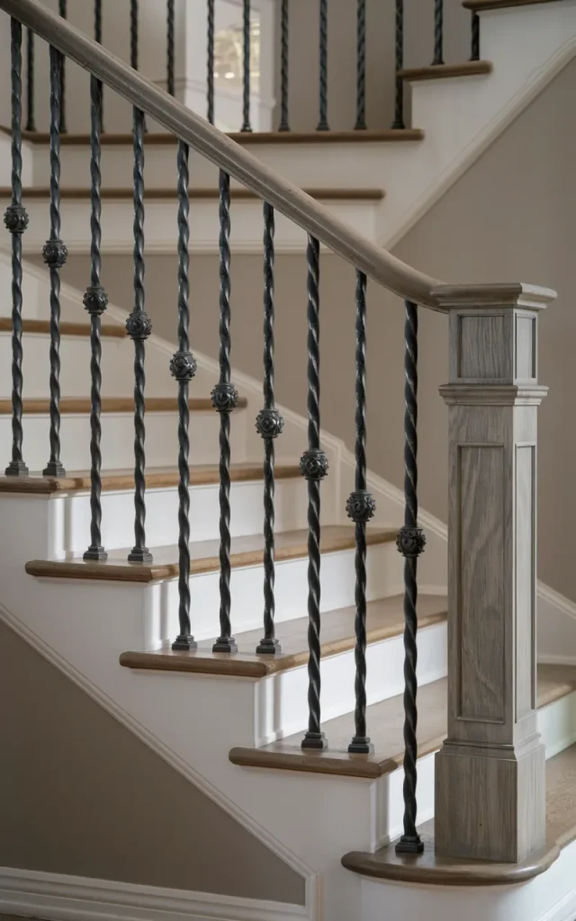 Use twisted wrought iron balusters for subtle detail
