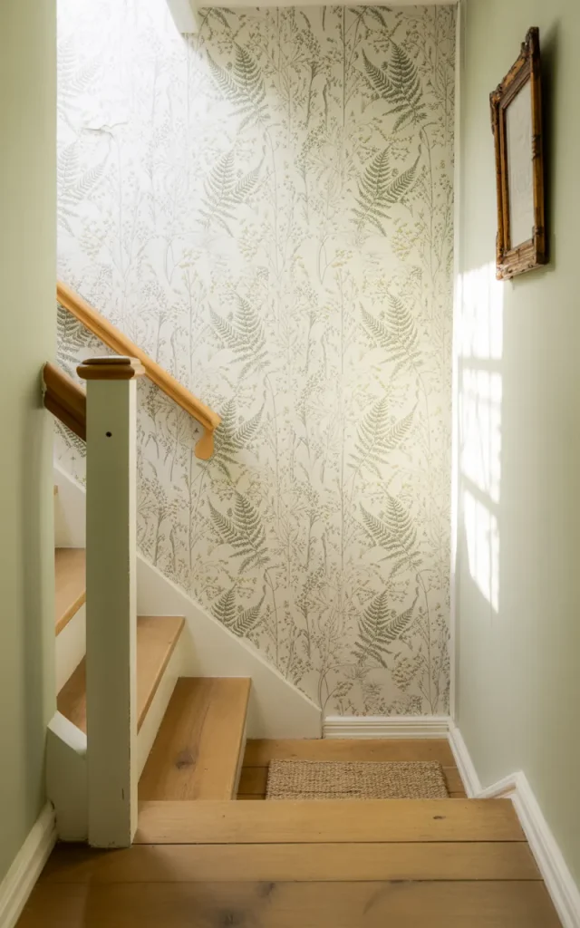 Use wallpaper only on the staircase wall