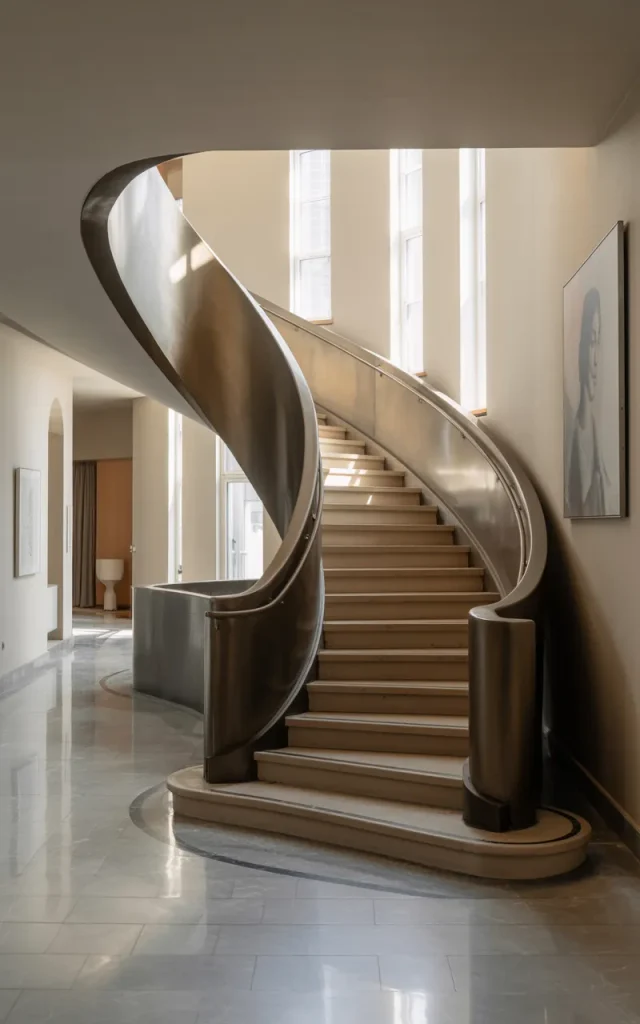Add a curved steel staircase with soft edges (Quick Tip)