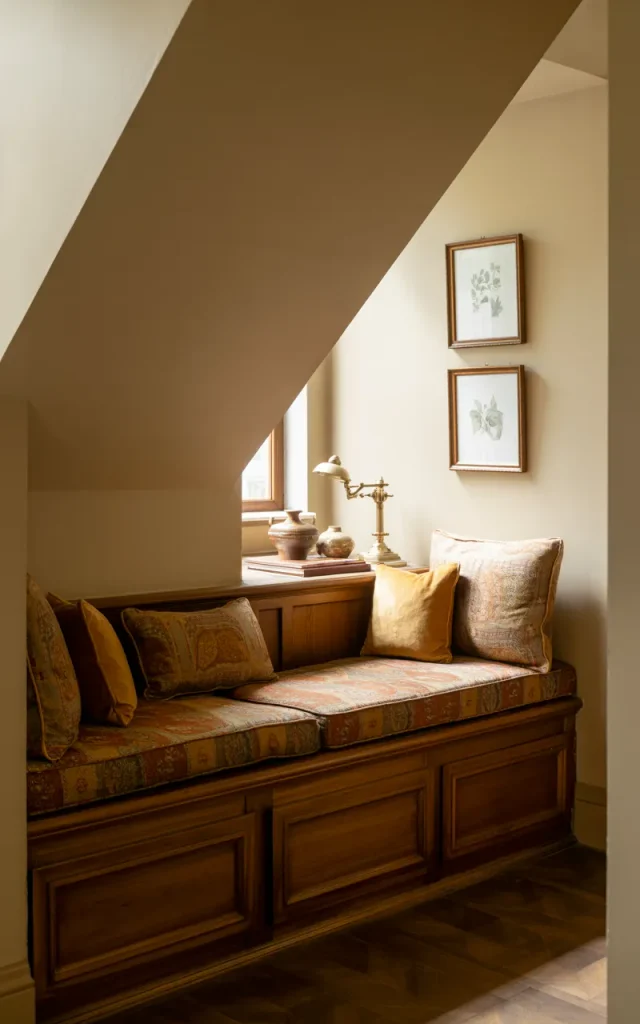 Build a traditional staircase landing seating nook