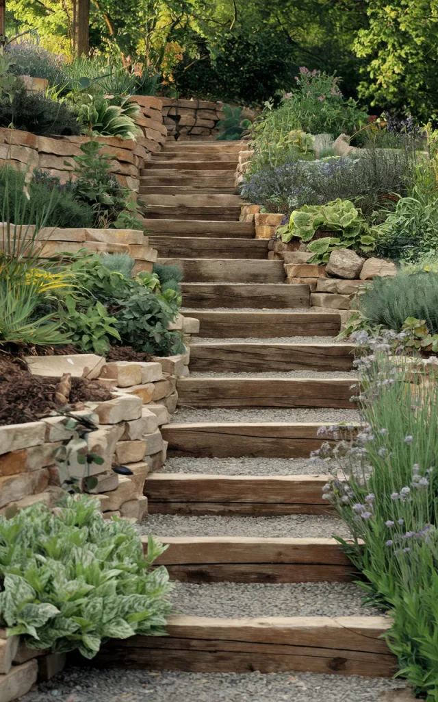 Create Rustic Timber Garden Stairs