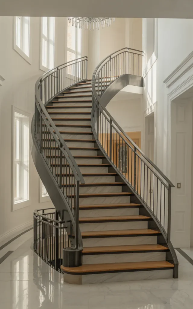 Design a U-shaped steel staircase for symmetry