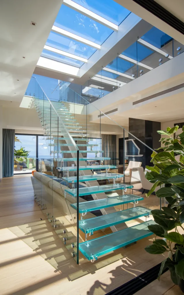 Install a skylight above glass stairs ☀️