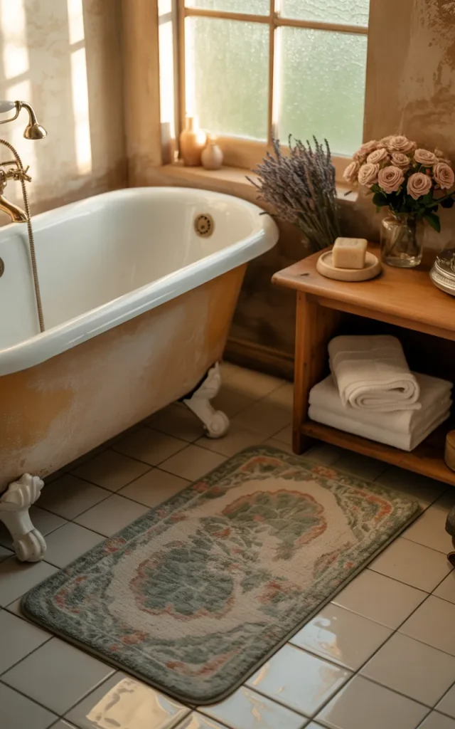 Lay Down a Soft Vintage-Inspired Bath Mat