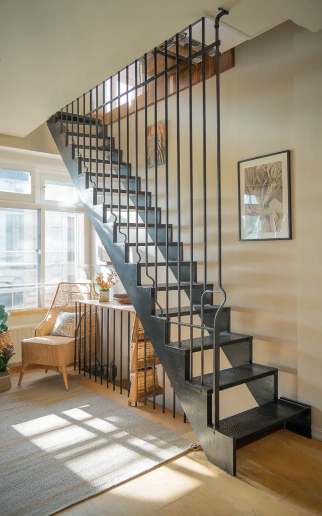 Optimize small spaces with slim iron stair designs